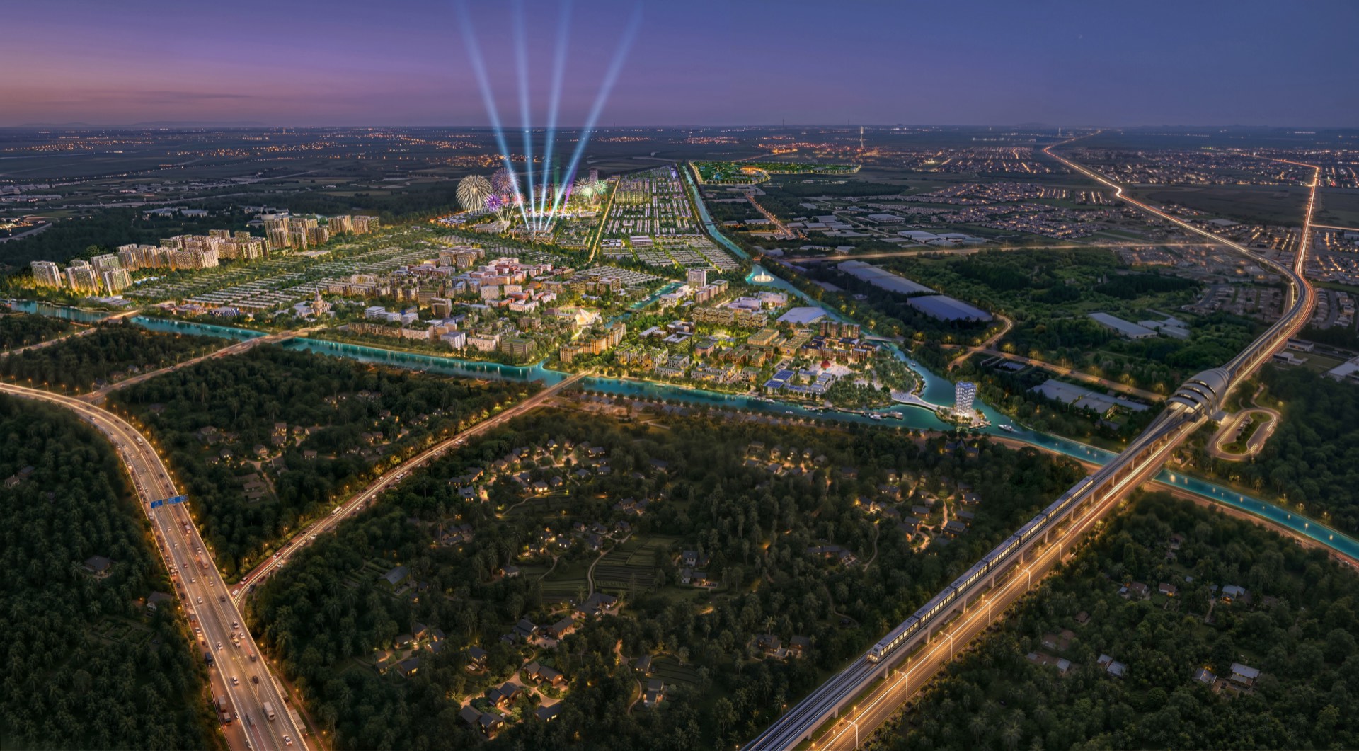 Phối cảnh tổng thể Saigon Park và tuyến Metro số 2 khu Tây Bắc TP.HCM